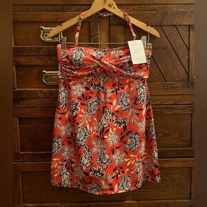 NWT Garnet Hill Swimdress One-Piece in Vermillion Floral size 10